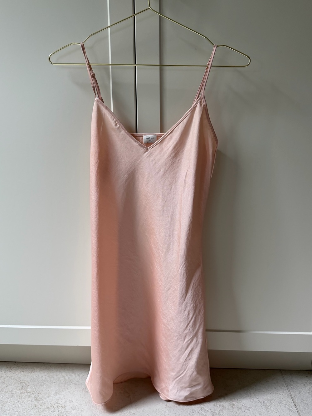 Aritzia Wilfred Blush Pink Satin Slip Dress